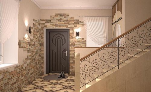 Декоративный камень в интерьере прихожей фото: ремонт внутренней отделки коридора, обои на стене, квартиры интерьер