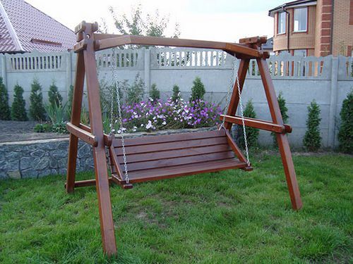 Деревянные качели (качели, деревянный, стоить) Деревянные качели