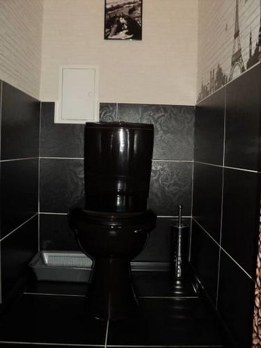 Дизайн туалета маленького размера фото: интерьер туалетной комнаты, ванной ширина и черно-белый декор, узкие габариты