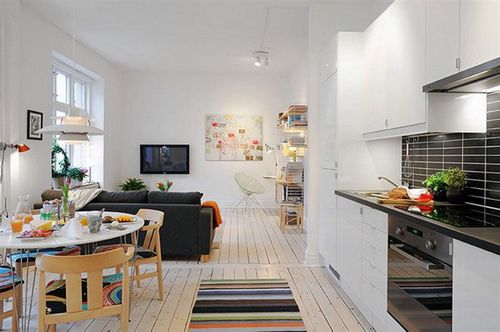 Кухня-гостиная 18 кв. м дизайн фото: студия совмещенная, планировка метров, проекты интерьера зала (кухня, квартира) Кухня-гостиная 18 кв. м дизайн фото: студия совмещенная, планировка метров, проекты интерьера зала