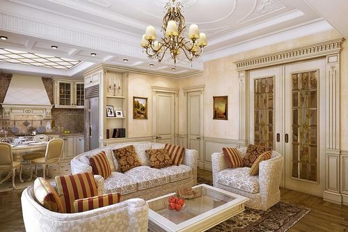 Мебель в гостиную в классическом стиле: красивая мягкая классика, фото комодов, модули в интерьере зала