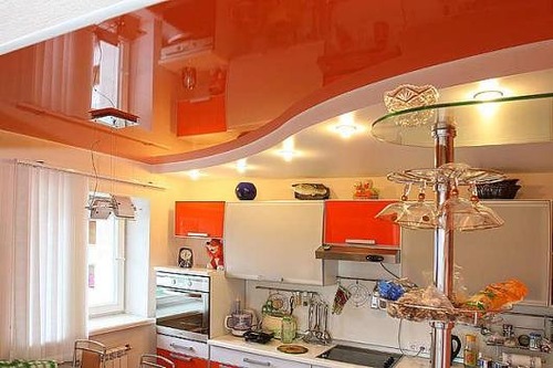 Натяжной потолок оранжевого цвета: фото и видео