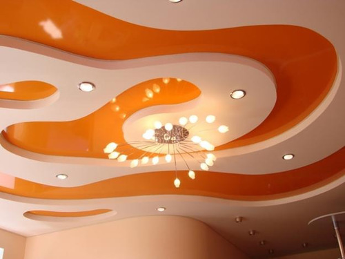 Натяжной потолок оранжевого цвета: фото и видео