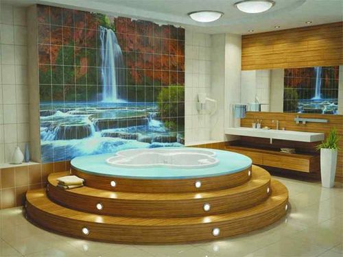 Панно из плитки в ванной: керамическая, фото комнаты, на стену кухни, на пол, для фартука, укладка в прихожей, для бассейна и санузла, видео (панно, ванна) Панно из плитки в ванной: керамическая, фото комнаты, на стену кухни, на пол, для фартука, укладка в прихожей, для бассейна и санузла, видео