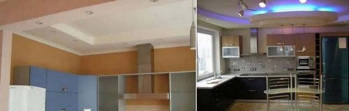 Потолки из гипсокартона для кухни фото: на маленькой кухне, дизайн подвесных, как сделать своими руками, видео-инструкция по установке (потолок, кухня, гипсокартона) Потолки из гипсокартона для кухни фото: на маленькой кухне, дизайн подвесных, как сделать своими руками, видео-инструкция по установке