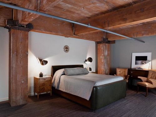 Спальня в стиле лофт: 20 фото дизайна