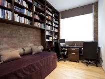 Фото примеры дизайна спальни кабинета, советы по размещению рабочего места, варианты планировки и зонирования интерьера, выбор мебели для кабинета спальни
