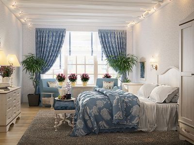 Как оформить спальню в стиле прованс? Фото дизайна красивых интерьеров, выбор штор для спальни прованс, люстры, мебели, элементов декора, цвета обоев